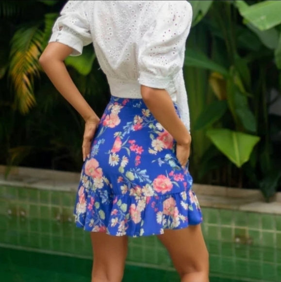 Yumi Kim Gigi Ruffled Skirt Skort in Bliss Wood Royal Blue 💙🌸Size M•NWT - Picture 8 of 10